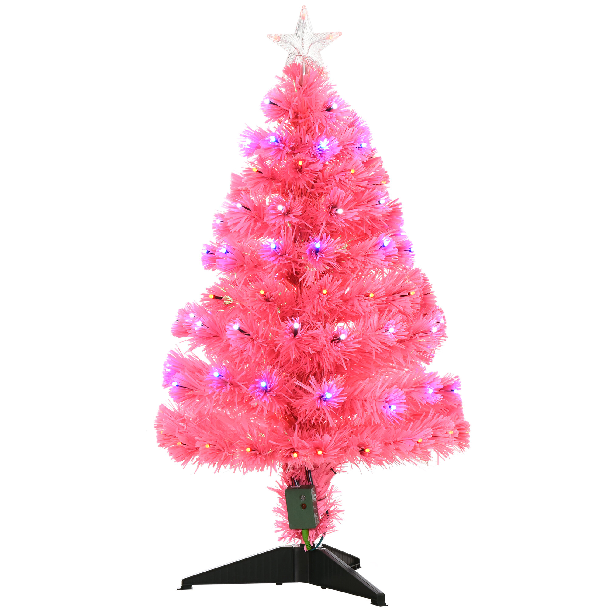 The Holiday Aisle® Pink Pine Artificial Christmas Tree with Colored ...