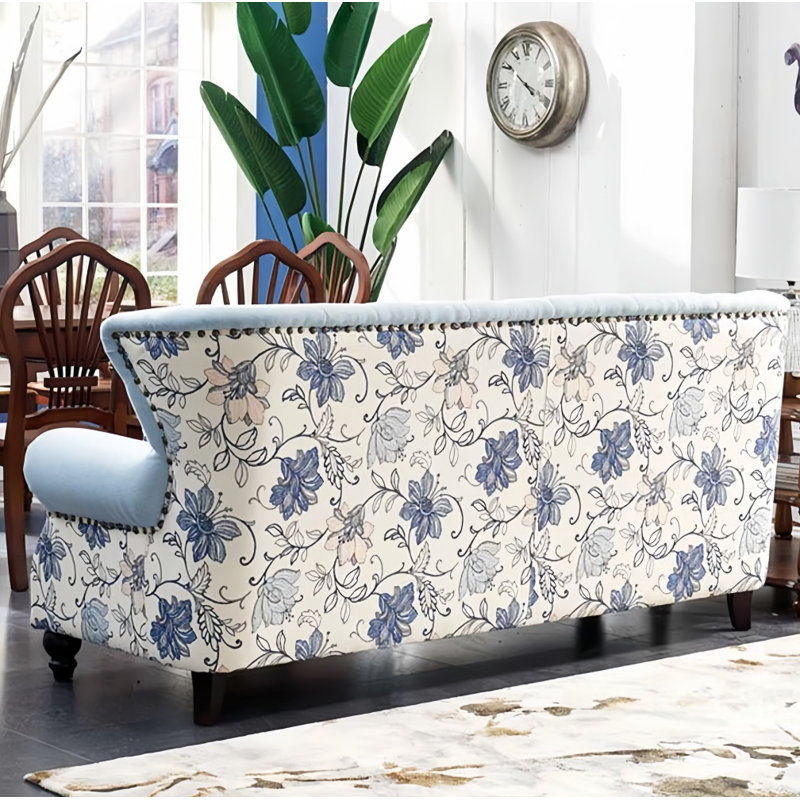 Simple Casual Blue Fabric Sofa