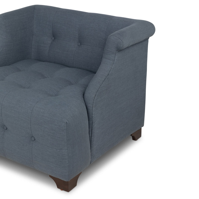 Scroll Arm Occasional Chair, Mocha, Heathered Navy
