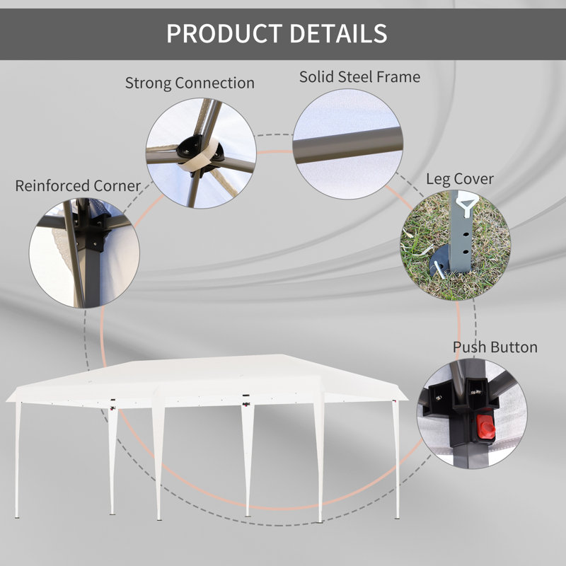 19 Ft. White Steel UV Resistant Pop-Up Canopy Tent