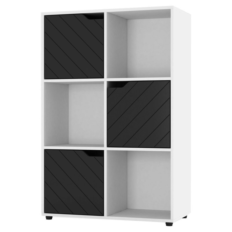 Berrick 90.5cm H x 60cm W Cube Bookcase, White/Black