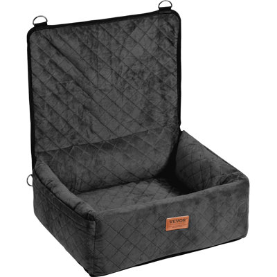 Dog Car Seat, Dog Booster Seat for Car with A Storage Pocket, Clip-On Safety Leash, Sponge and PP Cotton Filling, Dog Car Bed for Small & Medium Dog up to 40lbs, Black