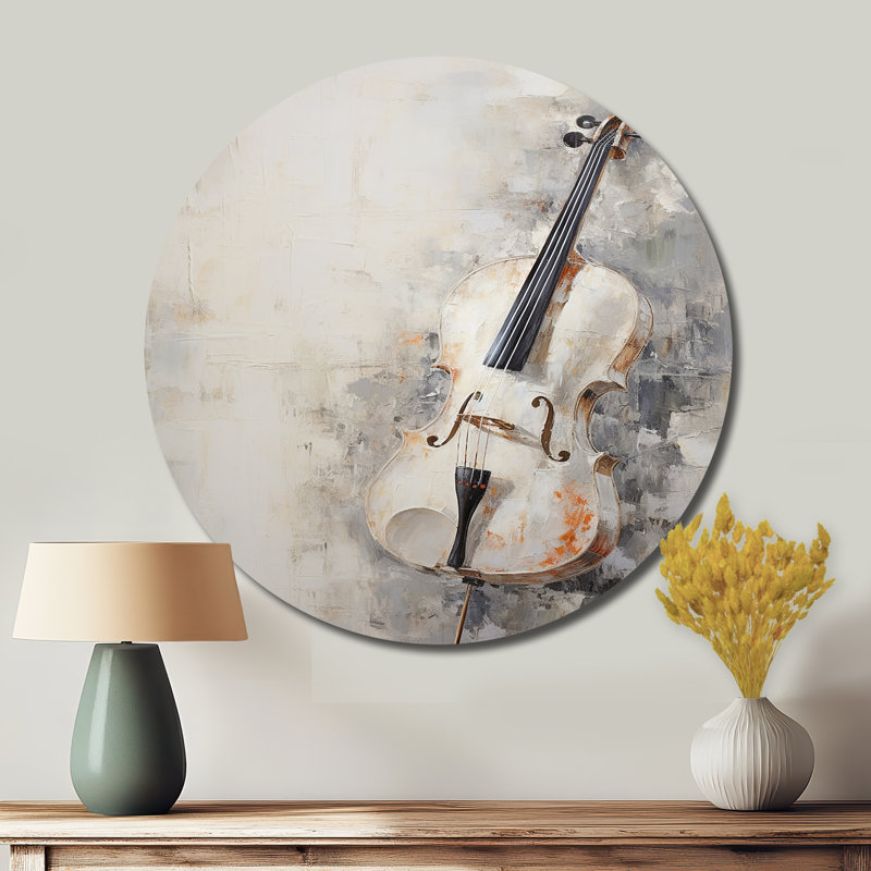 Minimalisme, musique blanche pour violon - musique ronde, art en métal, H 23 po x l 23 po