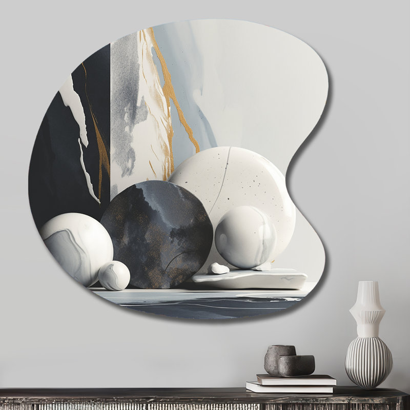 «Abstract Marble Shapes I» - Art mural asymétrique en métal, H 27 po x l 27 po