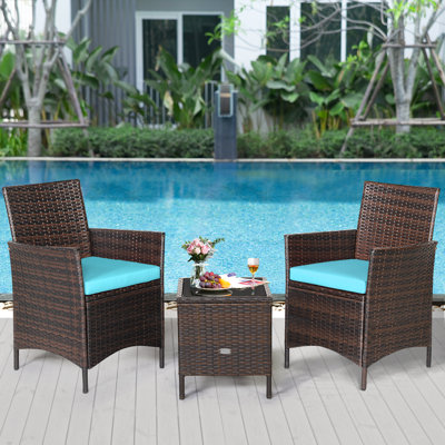 Agatina 3 Pieces Rattan 2 Person Seating Group by Winston Porter