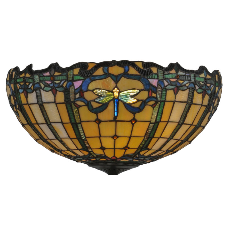 Abat-jour de ventilateur de plafond en forme de bol en verre jaune 9,5 po Tiffany