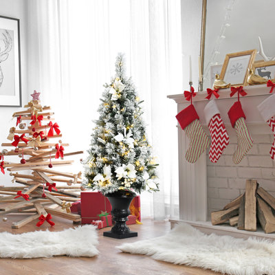 Arbre de Noël artificiel blanc et vert 48 "avec 100 lumières DEL H 48"