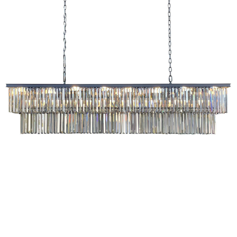 Lustre rectangulaire à intensité variable 24 lumières Ladonnia, Fumée
