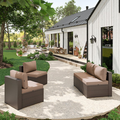 4 -Person Rattan Patio Safo With Cushions