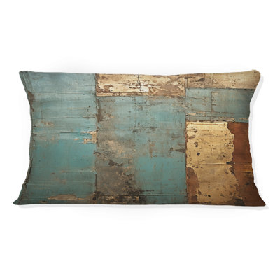 Kintsugi Retro Glam Vintage Gold On Turquoise IV - Abstract Geometric Printed Throw Pillow