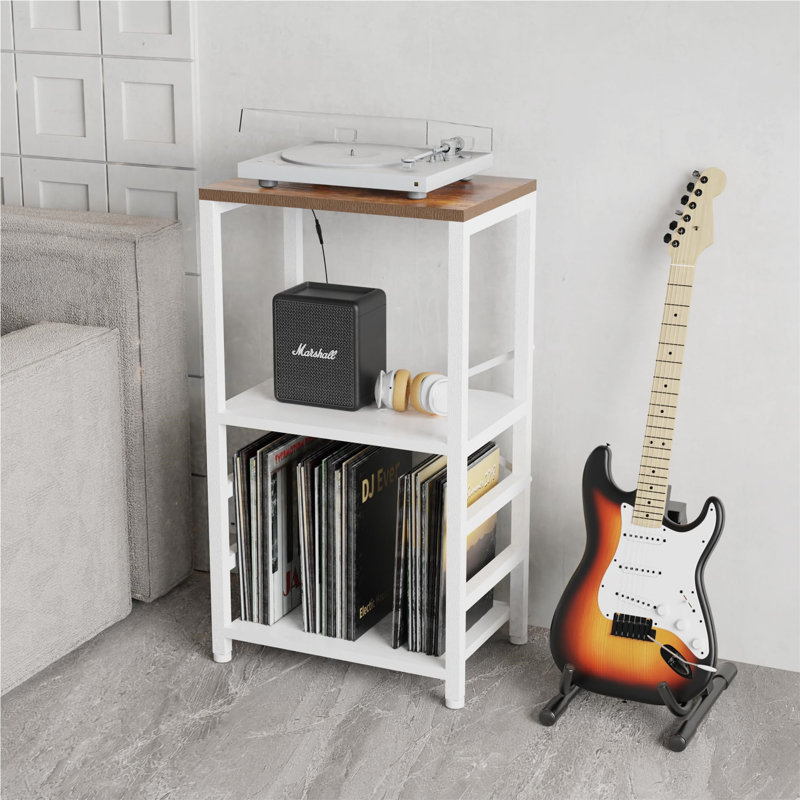 76.98 cm H Media Shelves, Brown/White