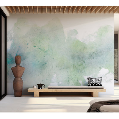 Murale pelez et collez - aquarelle menthe pastel
