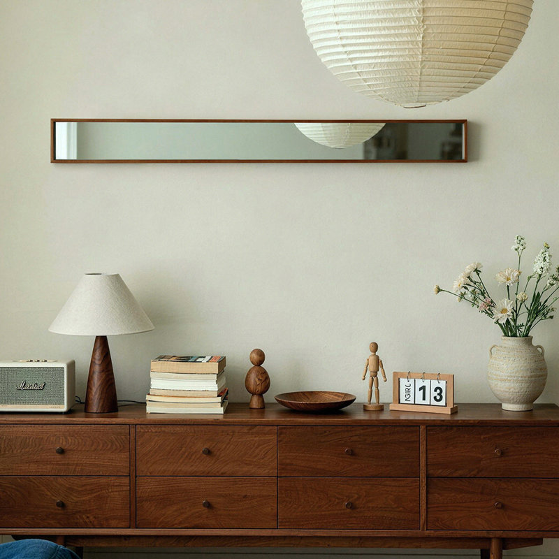 Miroir mural rectangulaire en bois massif