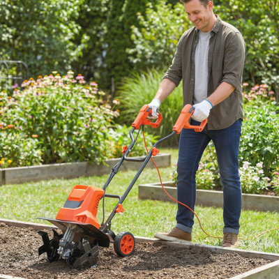 Outsunny 1500W Electric Tiller Rotavator with Foldable Handle, 40cm Width