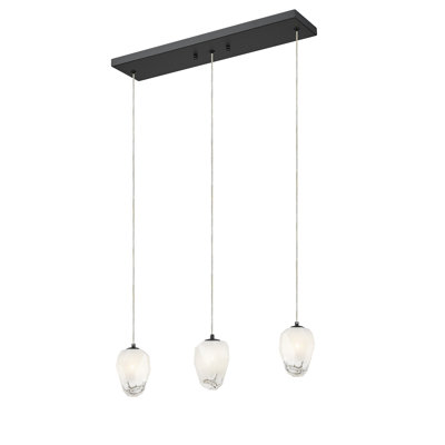 Modern 3 Light Glass Shade Kitchen Island Pendant