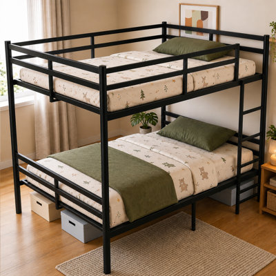 Lit superposé noir, les deux lits superposés, en métal, avec une capacité de charge unique de plus de 660 lb et un espace de rangement sous le lit, convenant aux enfants, aux adolescents et aux adultes.