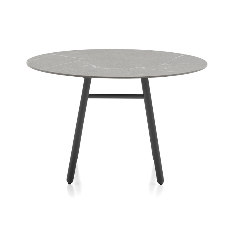 Yo! Round Outdoor Table with Aluminum Legs, Matt Black