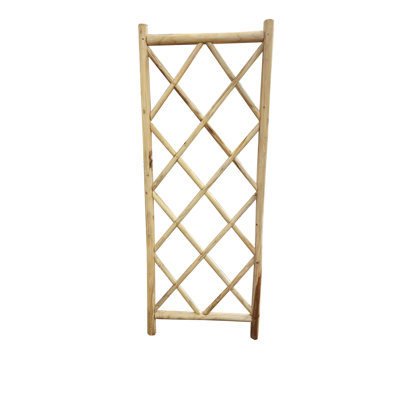 Debarked Teak Log Wood Diamond Trellis Panel
