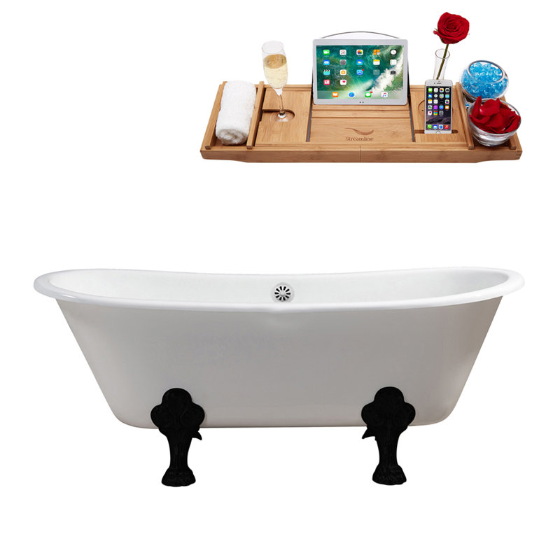 Baignoire de trempage sur pattes 67 "Streamline, Noir mat, Noir mat