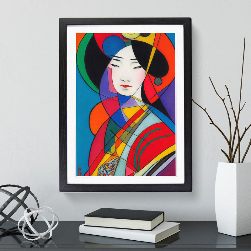 Geisha A Abstract No.1 - Single Picture Frame Print, 46cm H x 34cm W x 2cm D, Black