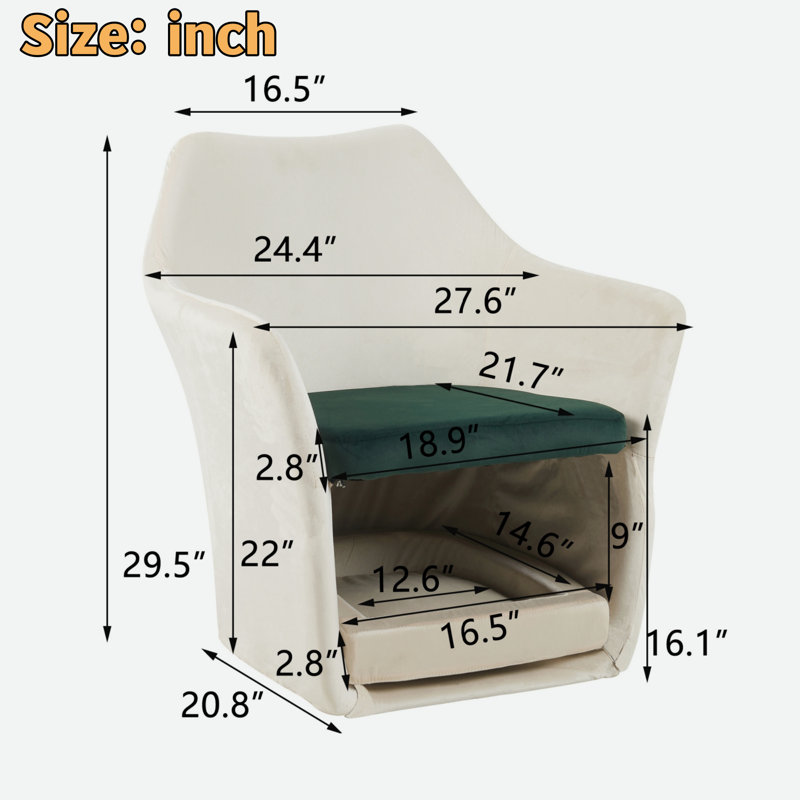 Chaise d'appoint moderne 2 en 1 avec base amovible pour animaux de compagnie