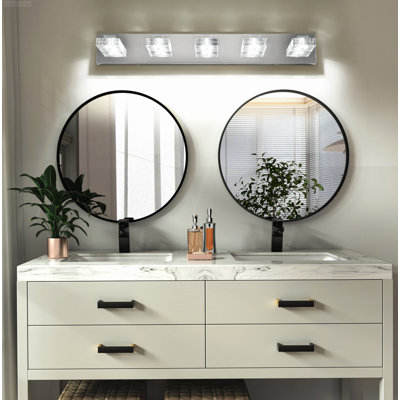 5-Light Smooth Dimmable Integrated LED Vanity Lights Modern Chrome
