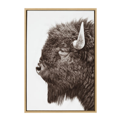 «Bison Profile» par Amy Peterson, reproduction d'art sur toile encadrée