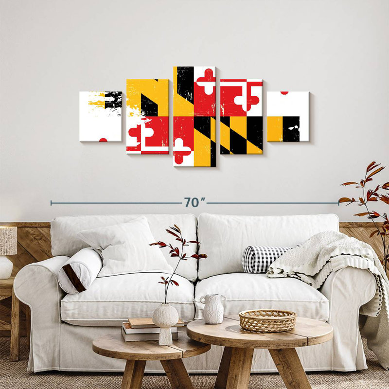 Drapeau de style grunge du Maryland, H 24 po x l 55 po