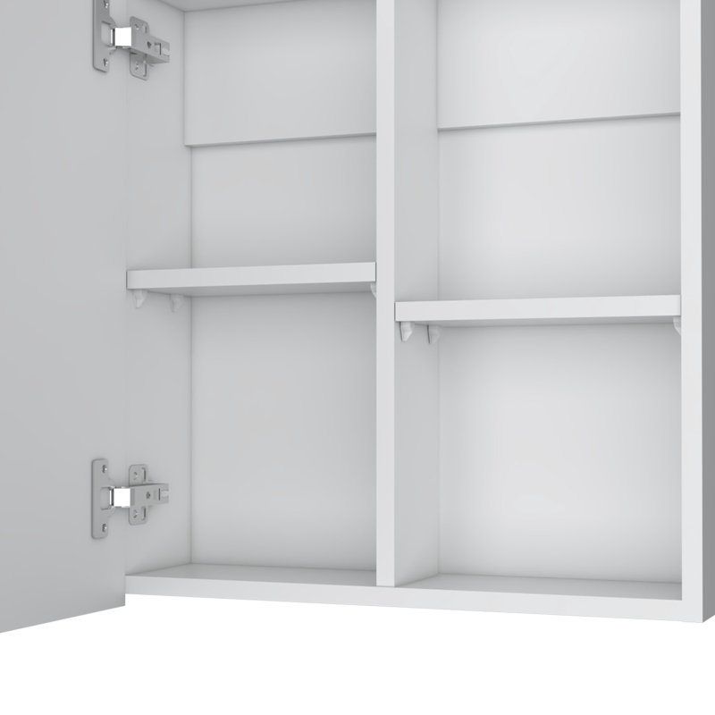 Armoire à miroir pour salle de bain et cuisine, 21,1 po x 19,7 po, blanc, 4 tablettes, option de porte-serviettes inclus