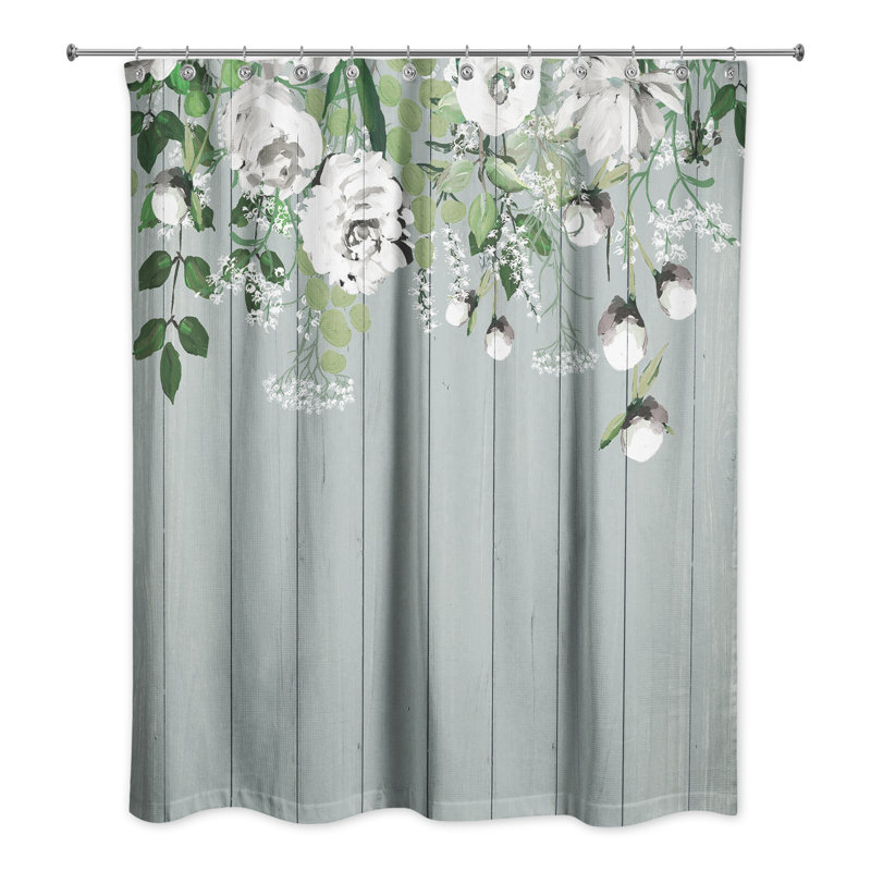 Tonia Floral Shower Curtain, Blue