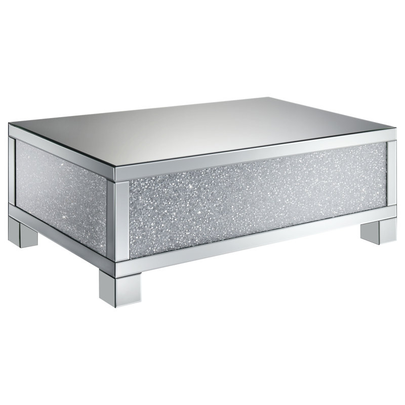 Mousam Contemporary Finish - Raymonde Rectangular Mirrored Acrylic Coffee Table Silver