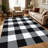 1PC Black White Gray Buffalo Plaid Checkered area rugs for Living Room, Soft and Comfortable, Suitable for all seasons, easy-to-maintain, machine washable Indoor floor mat, Under Table Farmhouse suitable for dining room, bedroom, entryway, kitchen,-318754275