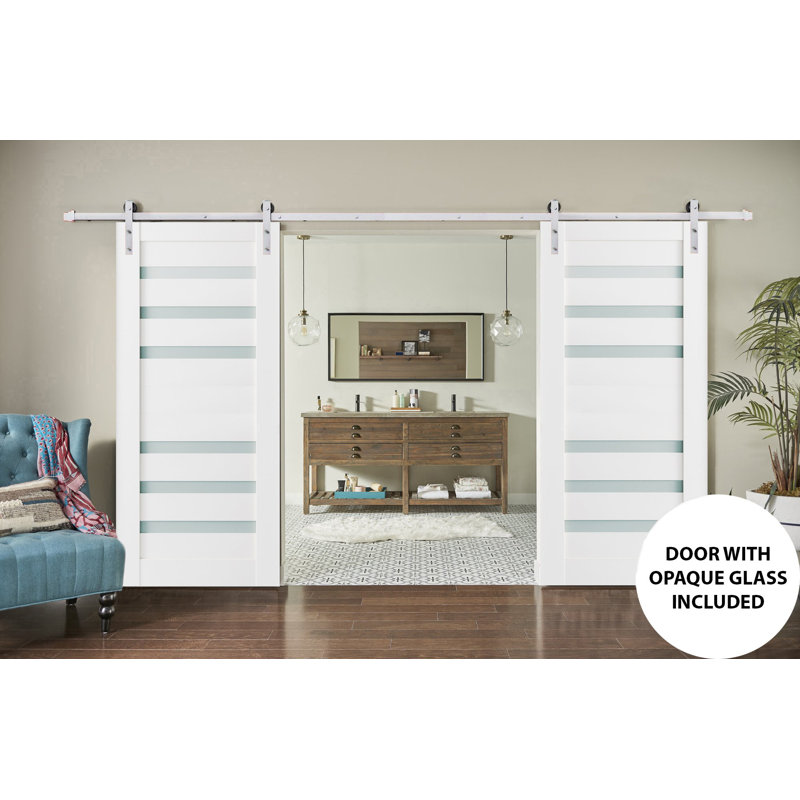 Portes de grange en bois givré Quadro, 48 po x 80 po