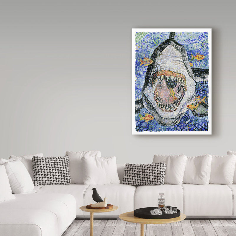 « great white centered », reproduction de peinture à l’acrylique sur toile tendue, H 24 po x l 18 po x P 2 po