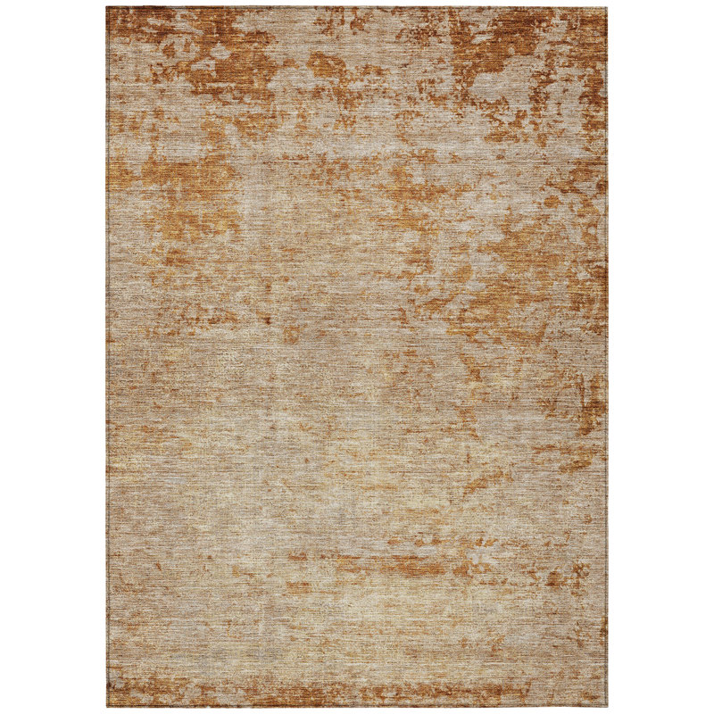 Sylvaine Orange Washable Indoor-Outdoor Rug - , 10' x 14'