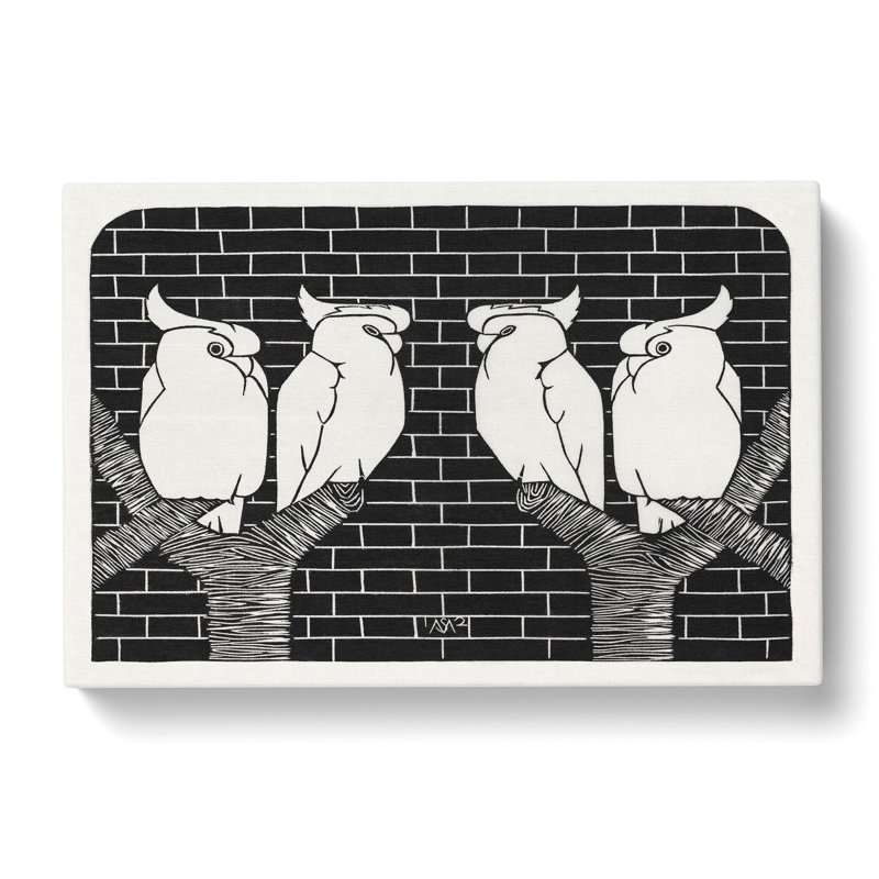 Four Crowned Cockatoos by Samuel De Mesquita - Wrapped Canvas Painting, 35cm H x 50cm W x 3cm D