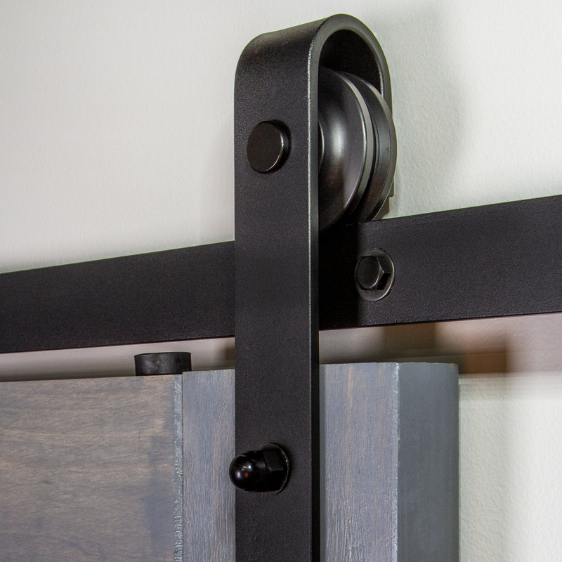 Black Iron Single Door Barn Door Hardware Kit Standard Single