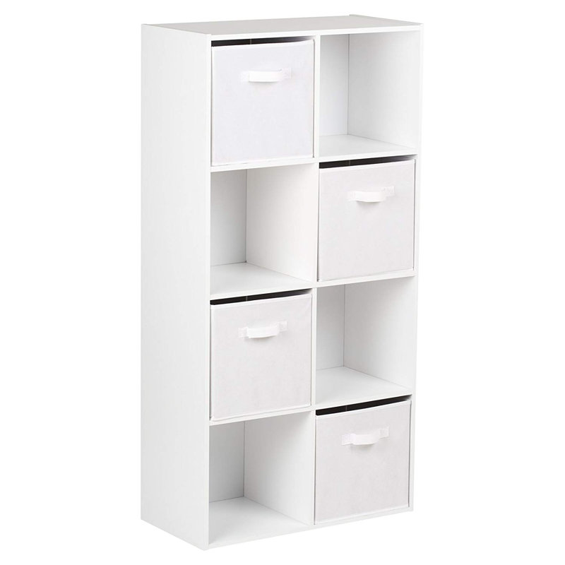 Northville 61cm W Cube Bookcase, White, (8 Shelves) 121cm H x 61cm W x 30cm D