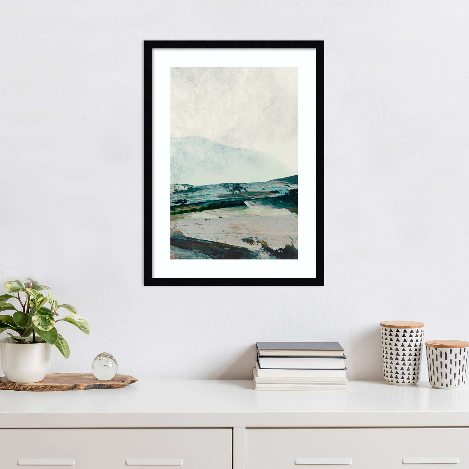 Cleve "Mountain Mists" Print by Dan Hobday, 25" H x 19" W, Black Framed