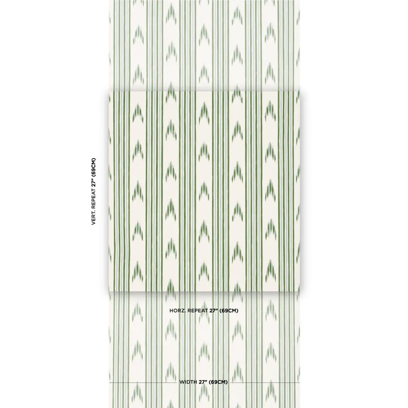 Schumacher x Mark D. Sikes Santa Barbara Ikat Wallpaper, Leaf Green
