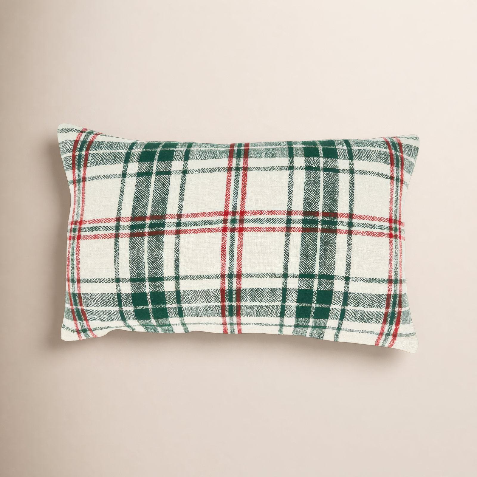 Keta Plaid Cotton Lumbar Throw Pillow, Polyester/Polyfill