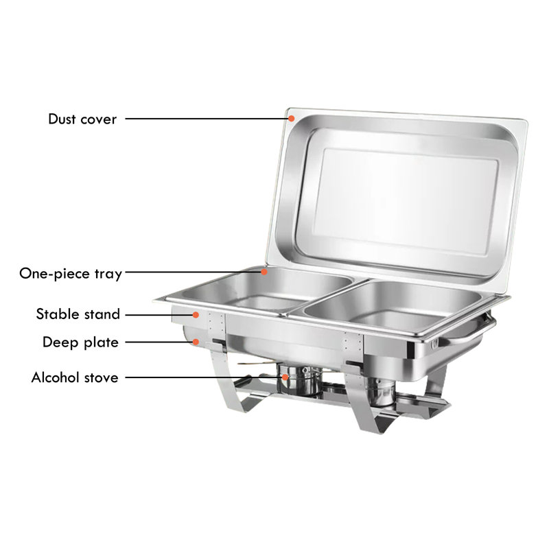 Prep & Savour 2pk 8 Qt Rectangular Stainless Steel Chafing Dish