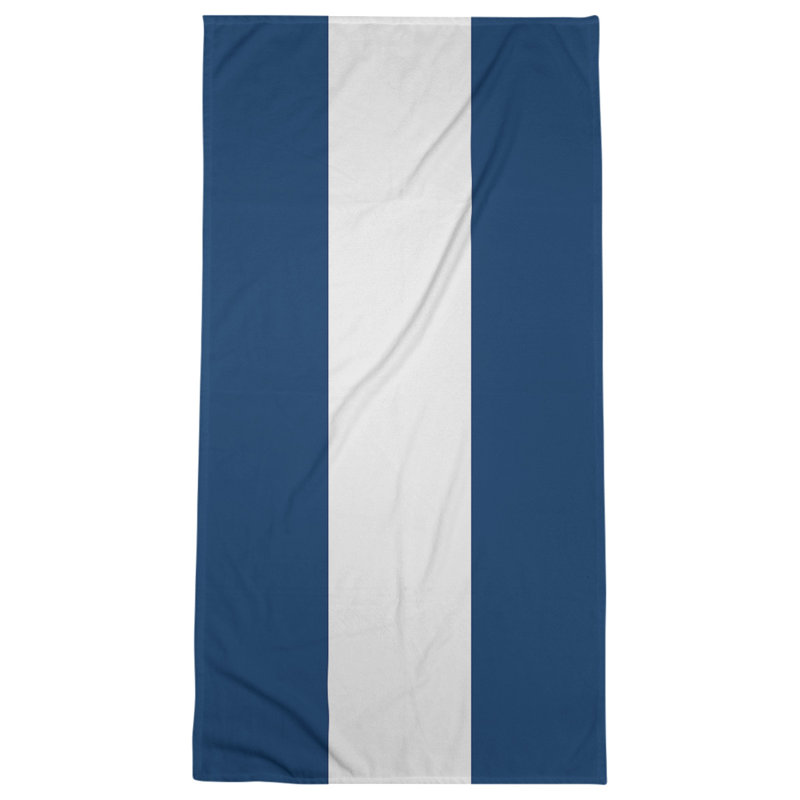 Bath Towel, Navy/White/Navy, Polyester/Cotton