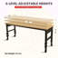 Établi réglable 72 po x 24 po, table de travail robuste roulante avec prise de courant et roulettes, établi en bois d'hévéa à grande capacité de charge pour garage, bureau, atelier, maison, assemblage facile