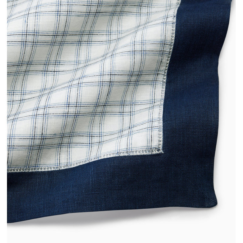 Mikela Linen Rectangle Placemats, Navy