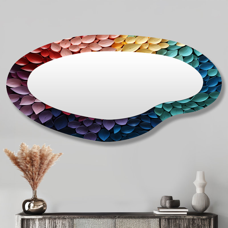 Hardedge Art Harmonic Fusion III - Hard Edge Peinture, décoration moderne en métal - Miroir mural asymétrique