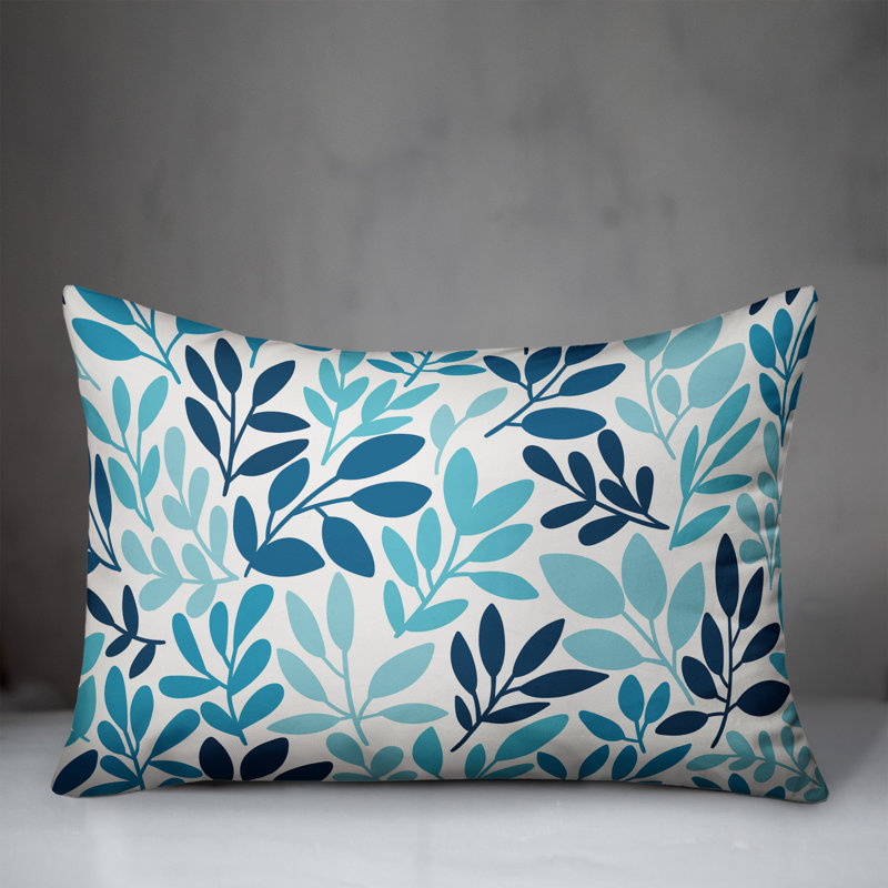  Coussin lombaire intérieur / extérieur Leaf, Polyester / Bourre en polyester, Bleu / bleu sarcelle / crème
