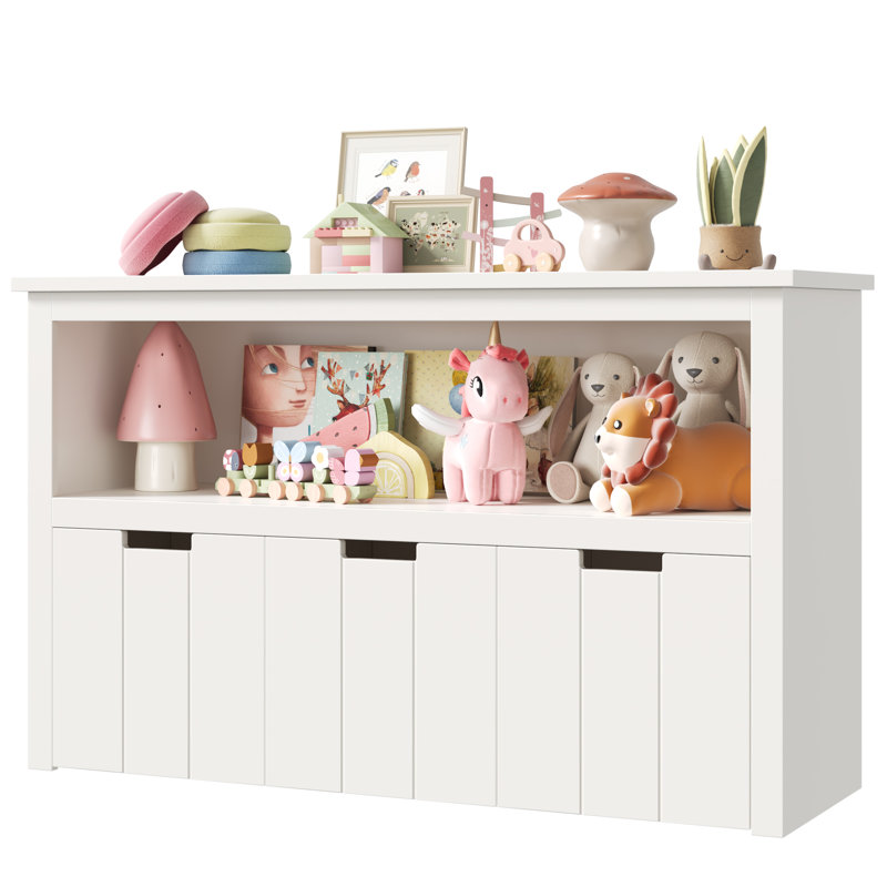 Bayze White Bookcase with Removable Drawers | Wayfair
