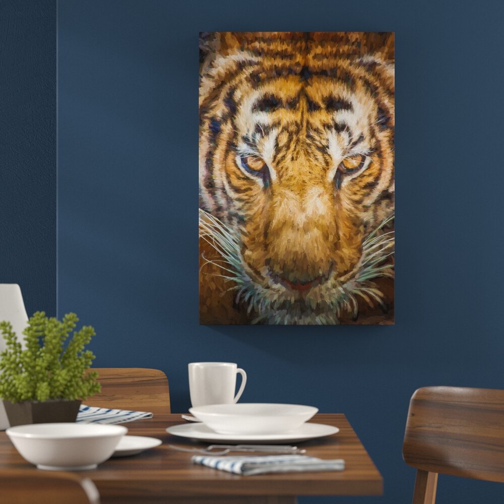 Leinwandbild "Tiger mit hellbraunen Augen", Grafikdruck