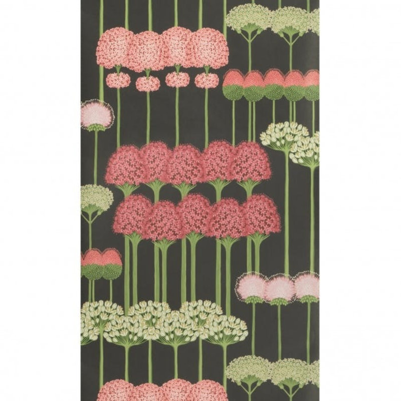Allium Floral Wallpaper Roll, Coral/Green/Charcoal